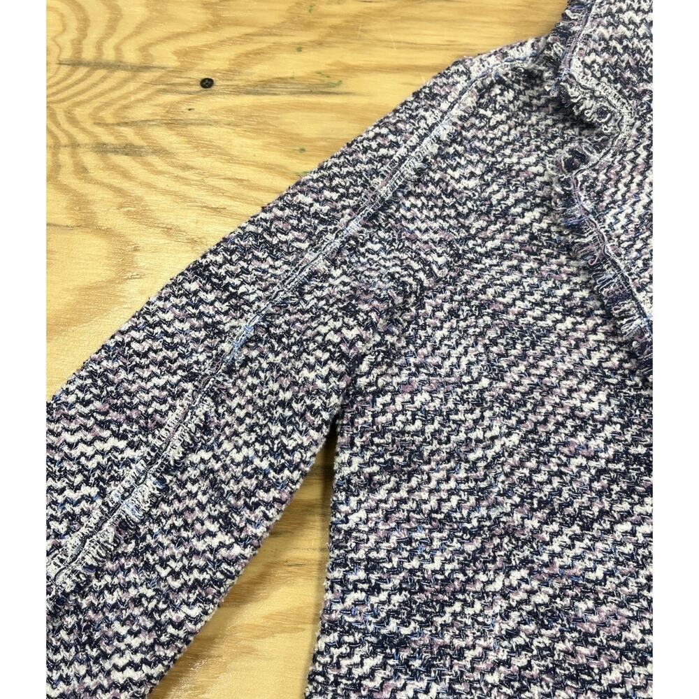 Chico's Textured Knit Blazer Jacket Stretch Purple Size 1 8 10 Career Preppy - Picture 6 of 13